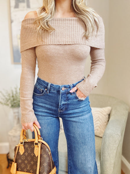 Mocha Off the Shoulder Sweater