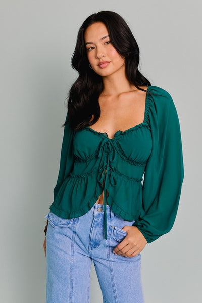 Emerald Green Long Sleeve Blouse