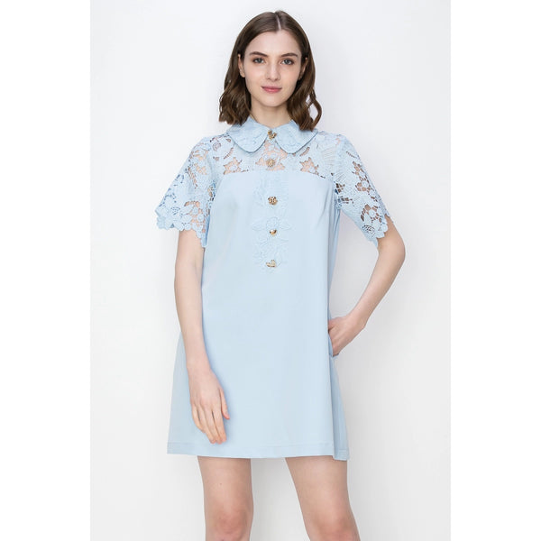 Baby Blue Lace Floral Dress