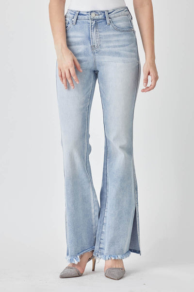 Light Wash High Rise Slit Flare Jean