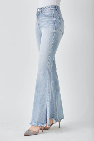 Light Wash High Rise Slit Flare Jean