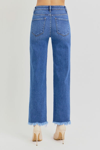 Medium Wash High Rise Straight Jean