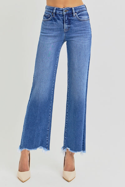 Medium Wash High Rise Straight Jean