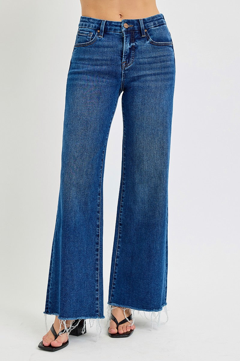 High Rise Dark Wide Leg Jean