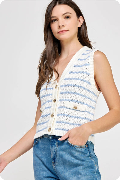 Nautical Striped Knit Vest