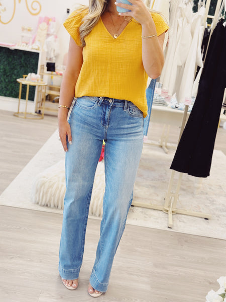 High Rise Medium Wash Wide Leg jean