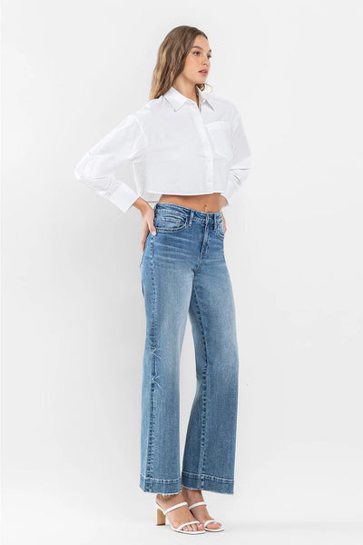 High Rise Medium Wash Wide Leg jean