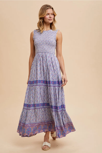 Purple Haze Smocked Sleeveless Maxi Dress