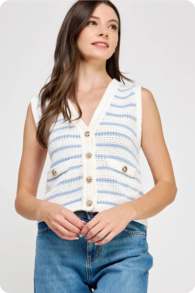 Nautical Striped Knit Vest