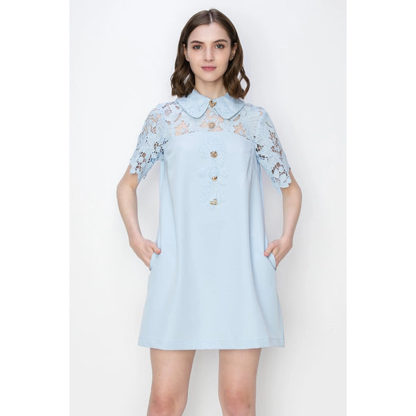 Baby Blue Lace Floral Dress