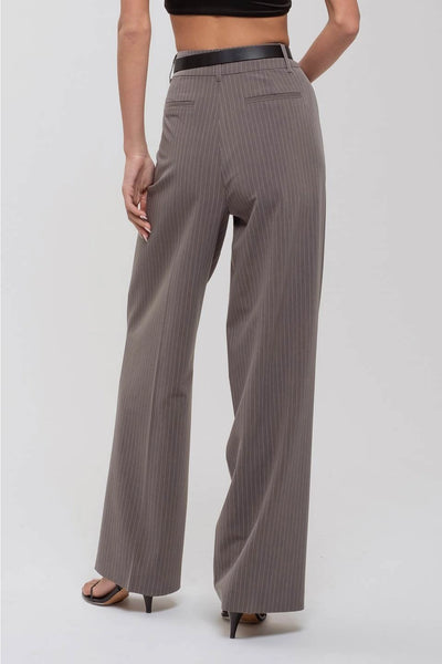 Grey Pintstripe Leather Pant