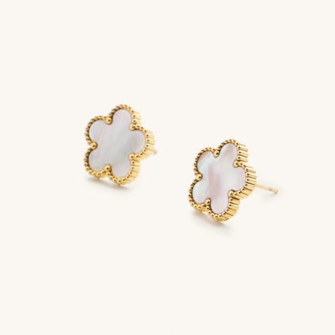 White Flora Stud Earrings