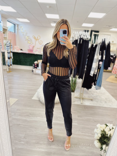 Black Mesh Long Sleeve Bodysuit