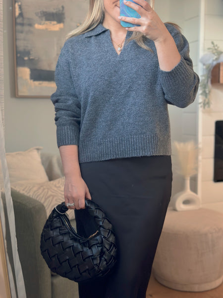 Grey Collared Sweater