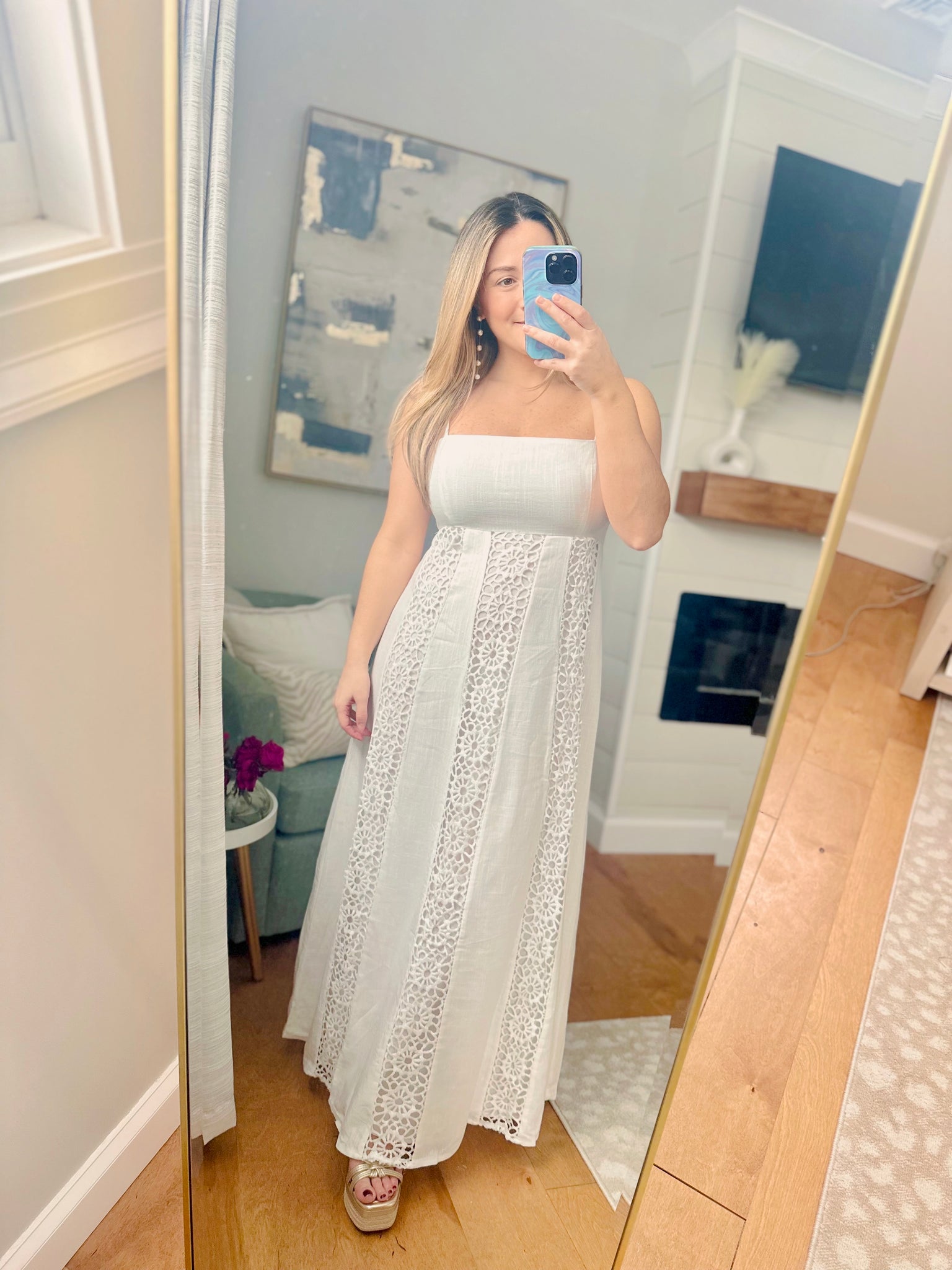 Leila White Lace Maxi Dress