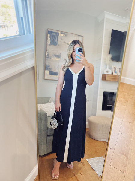 Black & White Knit Maxi Dress