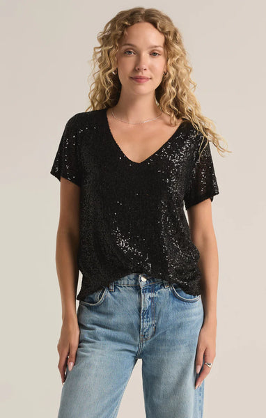 Z Supply Sequins V-Neck Top