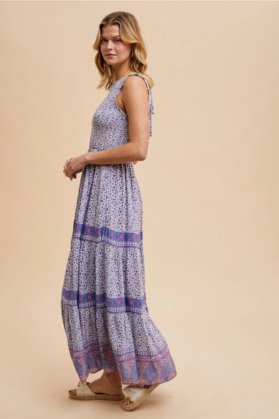 Purple Haze Smocked Sleeveless Maxi Dress