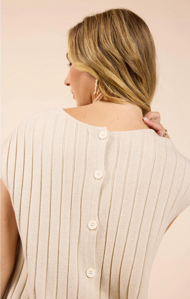 Riley Sleeveless Button Back Sweater