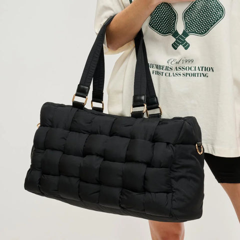 Black Nylon Weaved Duffel Bag